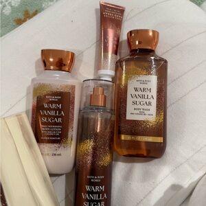 Bath & Body Works Warm Vanilla Sugar Collection - Gold and Brown